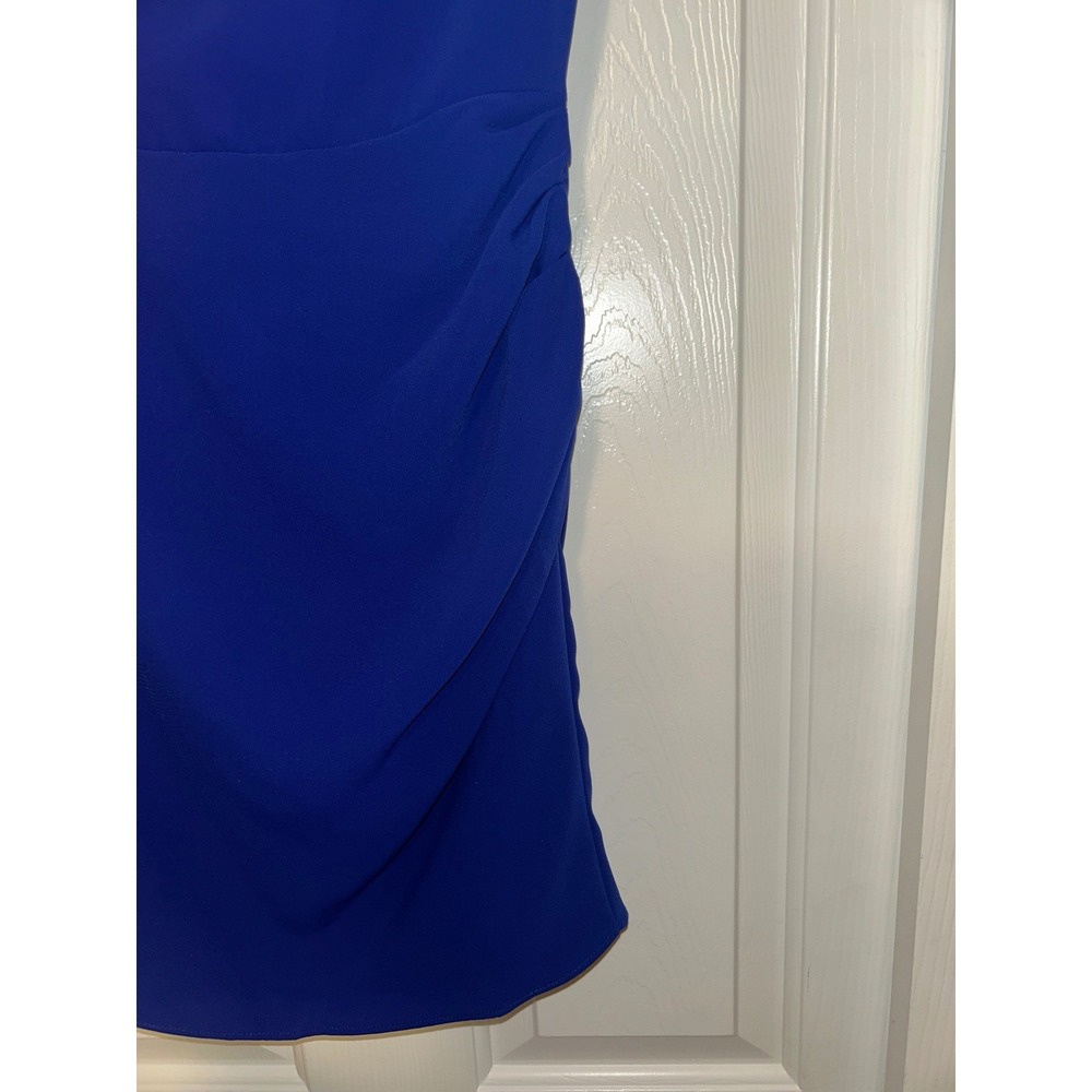 Amanda Uprichard Edrina Royal Blue Ruched Mini Dress High Neck Cap Sleeve XS NEW - Picture 7 of 9